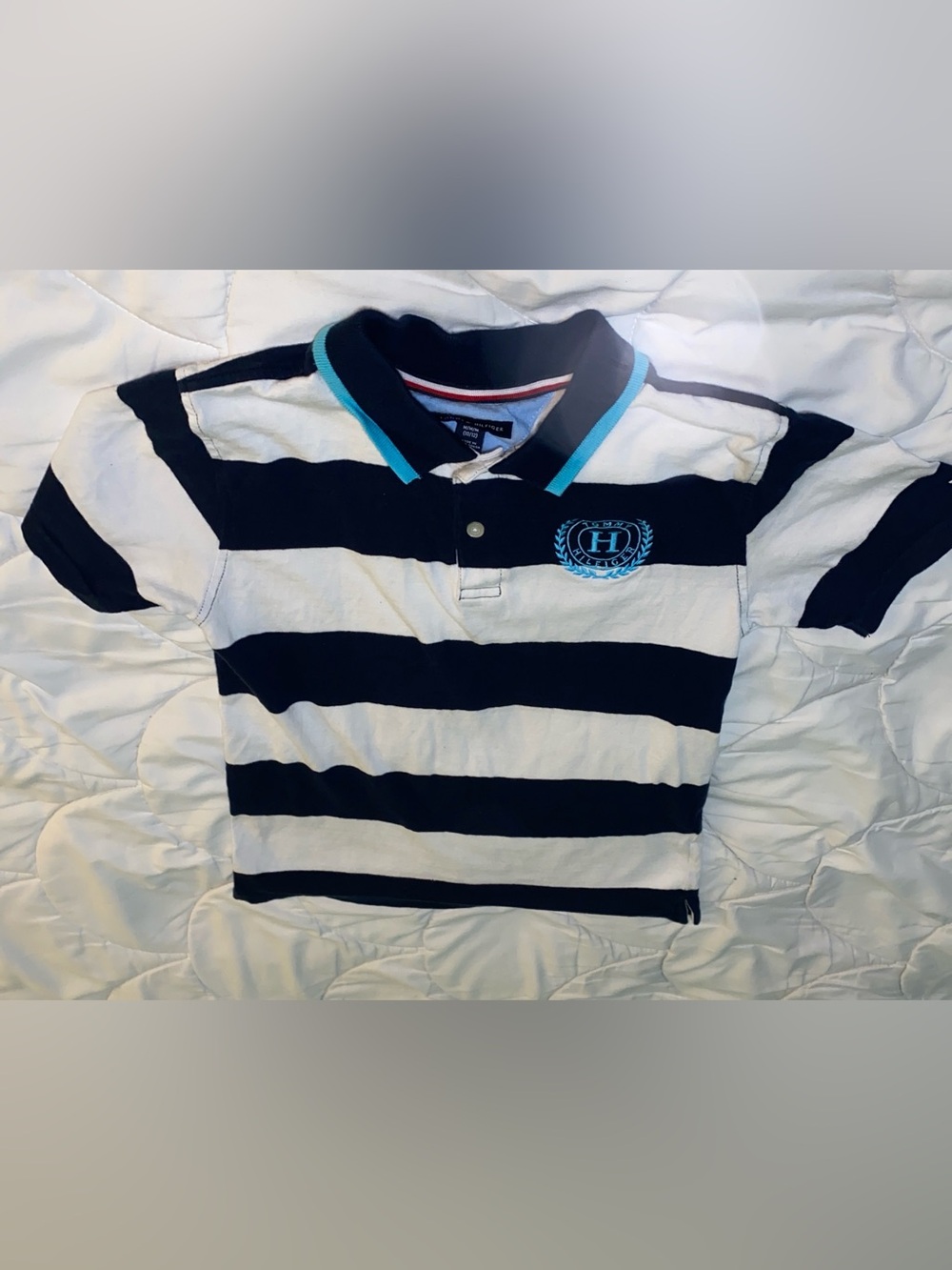 Navy and White 10-12 Tommy Hilfiger polo shirt